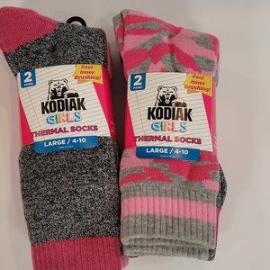 4x Kodiak Girls Thermal Socks size 4-10 pink camo